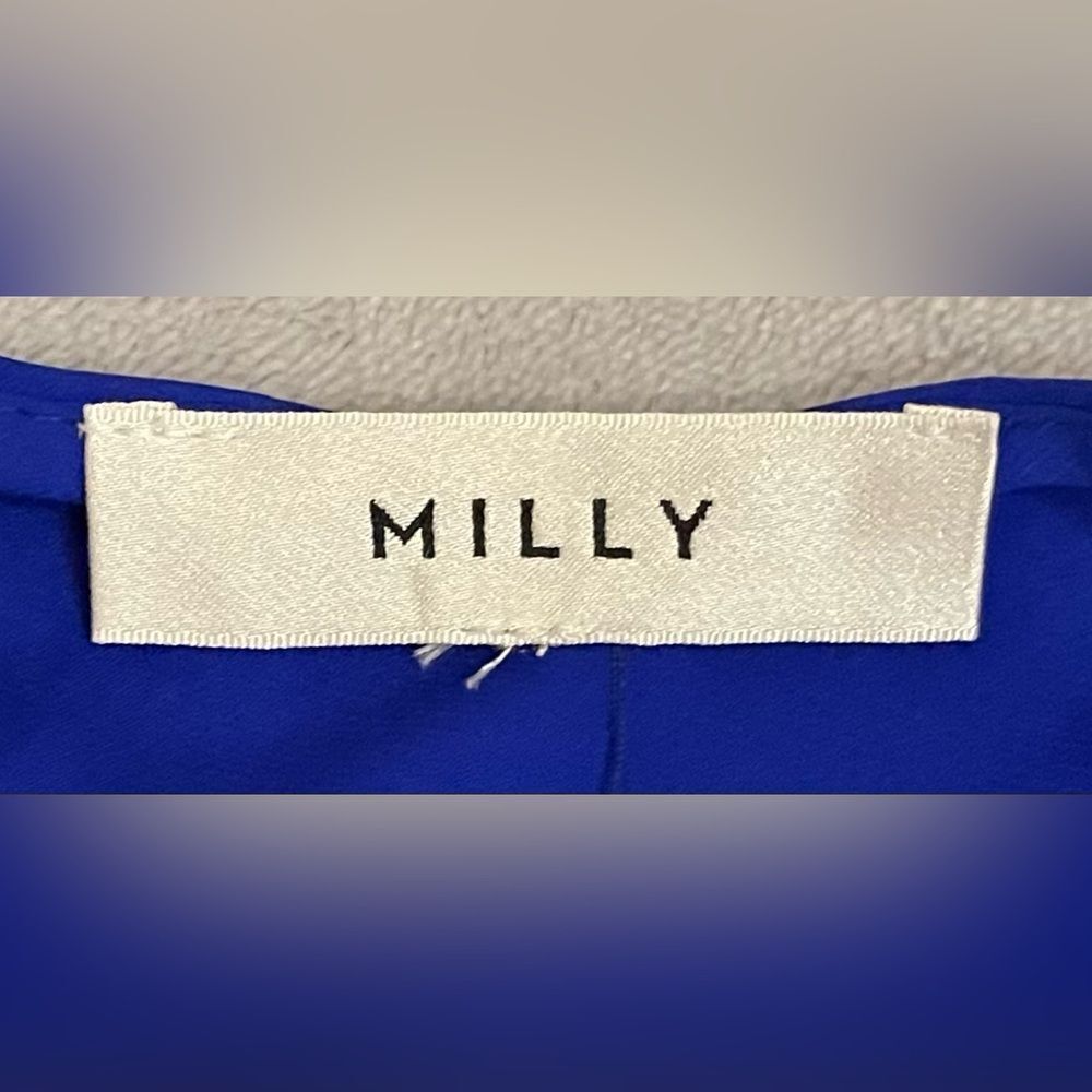 Milly Women’s Size 4 / 6 Royal Blue Silk Blend Sleeveless Top Side Tie Keyback - Picture 6 of 10
